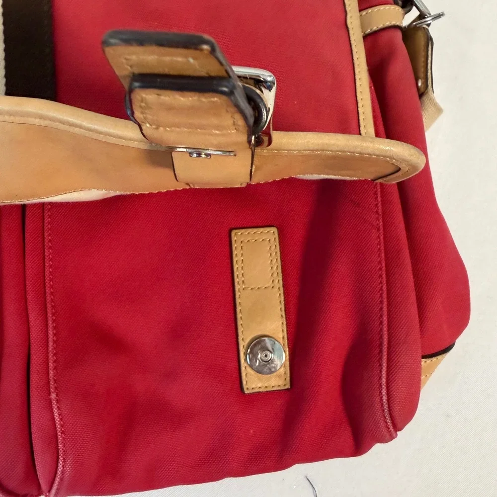 Coach Messenger Bag Large Red Heritage Stripe Canvas Crossbody F70201